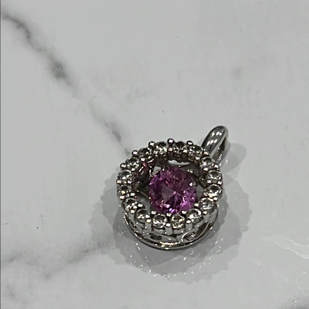 Pink and White Sapphire Pendant Sterling Silver